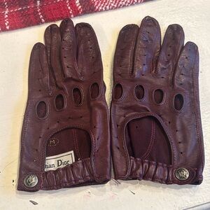 Vintage Dior Driving Gloves Medium maroon color